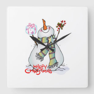 "MERRY SNÖGUBBE" CHRISTMAS CLOCK FYRKANTIG KLOCKA