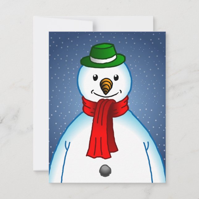 Merry Snögubbe Julkort (Framsida)