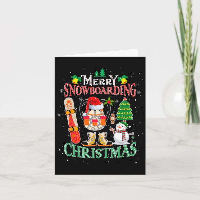Merry Snowboarding jul Santa Hat Costume Sno Kort (Framsida)