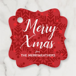 Merry Snowflake Gift Märkre Red Gåvor Etiketter