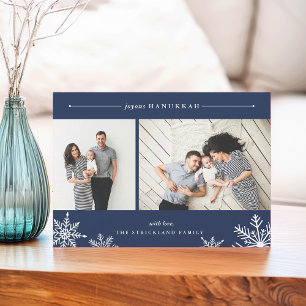 Merry Snowflake Hanukkah Photo Card Tunga Julkort
