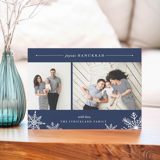 Merry Snowflake Hanukkah Photo Card | Tunga Julkort (Skapare uppladdad)