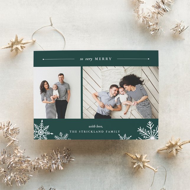 Merry Snowflake Helgdag Photo Card | Hunter Julkort (Skapare uppladdad)
