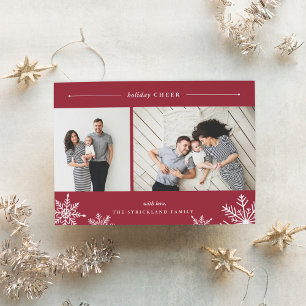 Merry Snowflake Helgdag Photo Card Röd Julkort