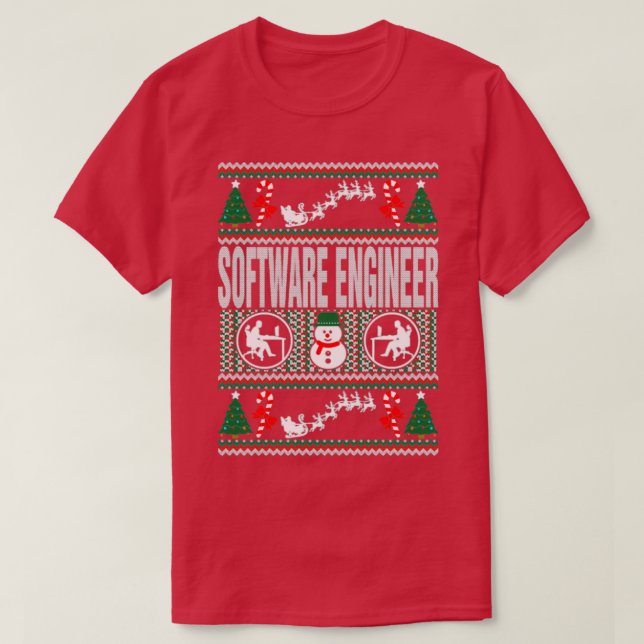 Merry Software Ingenjör Job Ugly jul Sweater T Shirt (Design framsida)