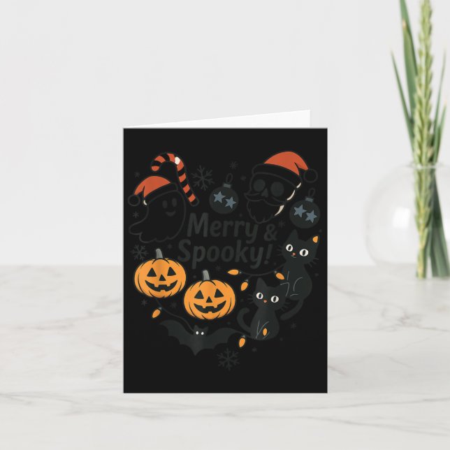 Merry Soky Halloween Christmas Cute Cats Pumpkins  Kort (Framsida)
