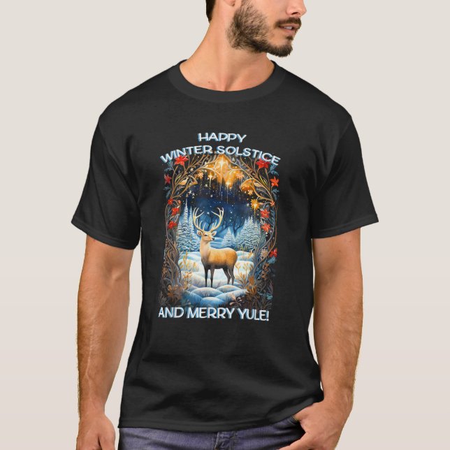 Merry Solstice Happy Yule Christmas Bird Nordic Xm T Shirt (Framsida)