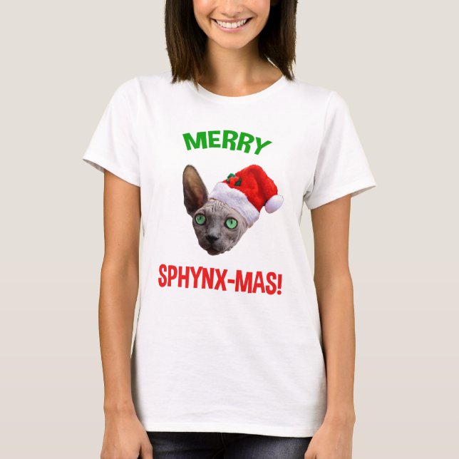 Merry Sphynx-Mas Funny jul Sphynx Cat Lover T Shirt (Framsida)