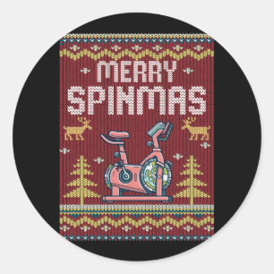 Merry Spinmas Spin Bike Ugly jul Julafton Party Runt Klistermärke