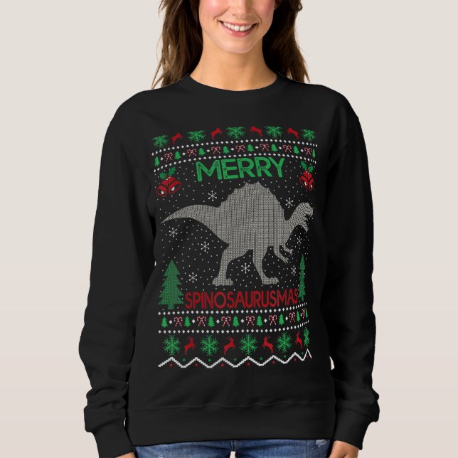 Merry Spinosaurus Julafton Ugly Spinosaurus jul T Shirt (Framsida)