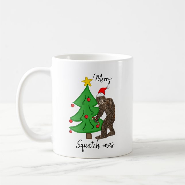 Merry Squatch-mas Bigfoot jul Humor  Kaffemugg (Vänster)