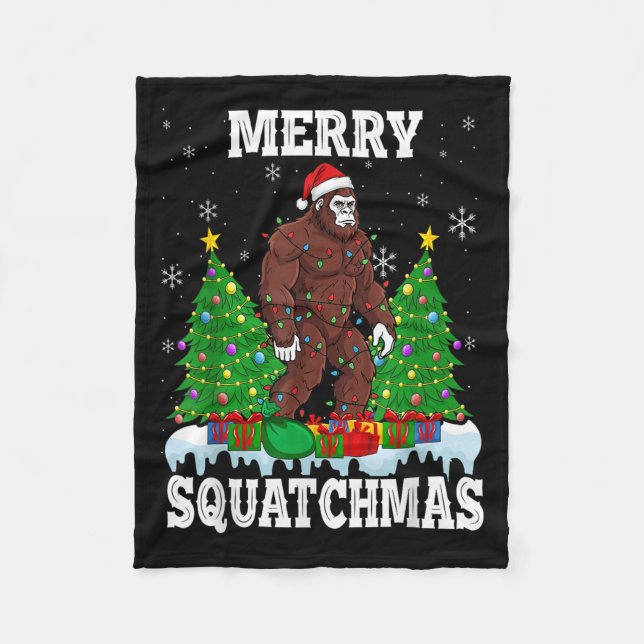 Merry Squatchmas Christmas Tree Santa Bigfoot Sasq Fleecefilt (Framsidan)