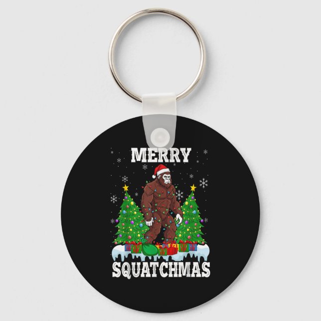 Merry Squatchmas Christmas Tree Santa Bigfoot Sasq Nyckelring (Framsida)