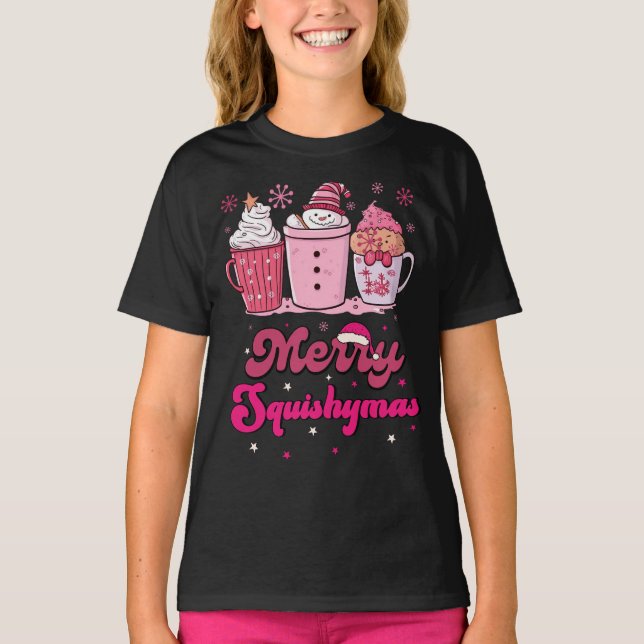 Merry Squishymas Rosa Milkshakes T Shirt (Framsida)