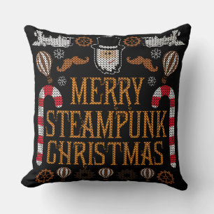 Merry Steampunk jul Ugly Sweater Pillow Kudde