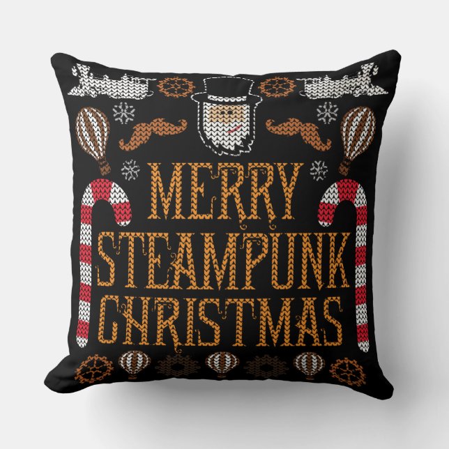 Merry Steampunk jul Ugly Sweater Pillow Kudde (Framsida)
