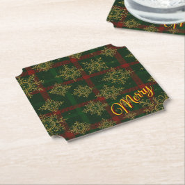 Merry Steampunk Snowflake Red och Grönt Tartan Underlägg Papper
