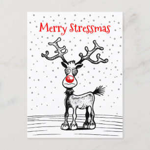 Merry Stressmas Rudolph julvykort Vykort