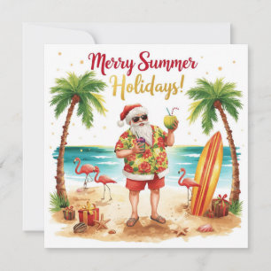 Merry Summer Helgdag Santa på stranden Julkort