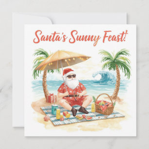 Merry Summer Helgdag Santa på stranden Julkort