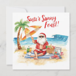 Merry Summer Helgdag Santa på stranden Julkort