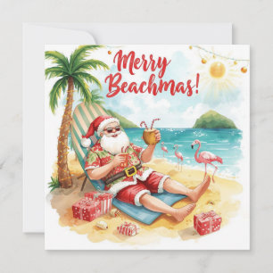Merry Summer Helgdag Santa på stranden Julkort