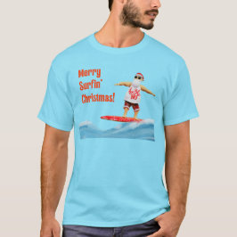 Merry Surfin jultomten på Surfboard T Shirt