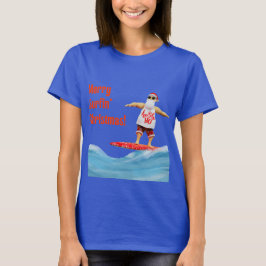 Merry Surfin jultomten på Surfboard T Shirt