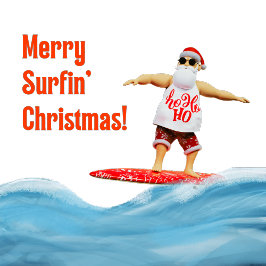 Merry Surfin jultomten på Surfboard Underlägg