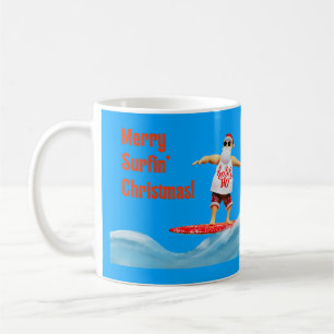 Merry Surfin jultomten på yfboard Kaffemugg