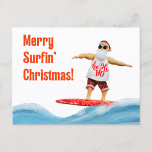 Merry Surfin jultomten på yfboard Vykort