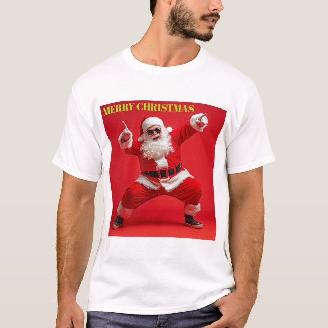 Merry Swagger Santa – Bold Christmas Vibes T Shirt (Framsida)