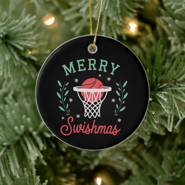 Merry Swishmas Basketball Christmas Sports Xmas  Julgransprydnad Keramik (Träd)