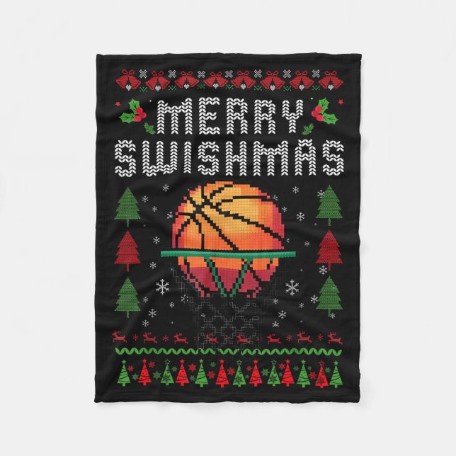 Merry Swishmas Basketball Ugly Christmas Graphic F Fleecefilt (Framsidan)