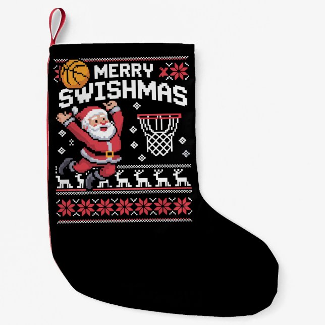 Merry Swishmas Basketball Ugly Christmas Xmas  Liten Julstrumpa (Framsidan)
