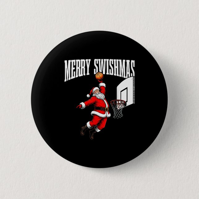 Merry Swishmas Basketball Ugly Christmas Xmas Men  Knapp (Framsida)