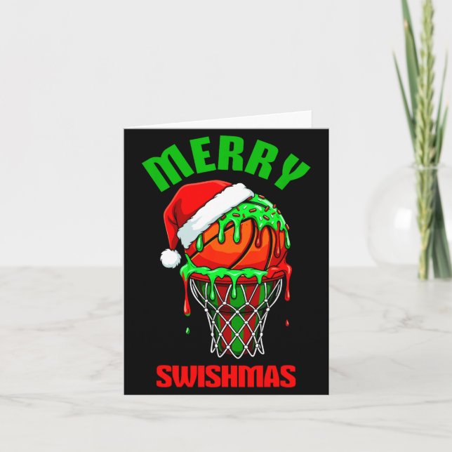 Merry Swishmas Basketball Ugly Christmas Xmas Men  Kort (Framsida)