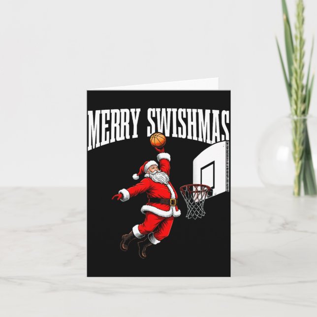 Merry Swishmas Basketball Ugly Christmas Xmas Men  Kort (Framsida)
