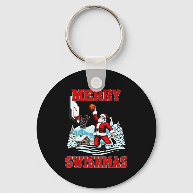 Merry Swishmas Basketball Ugly Christmas Xmas Men  Nyckelring (Framsida)
