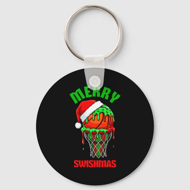 Merry Swishmas Basketball Ugly Christmas Xmas Men  Nyckelring (Framsida)