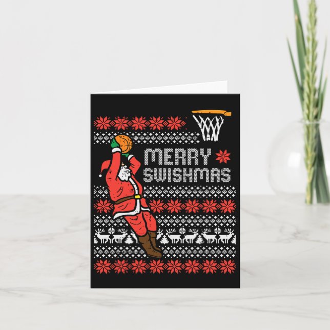 Merry Swishmas Basketball Ugly jul Julafton Manar Kort (Framsida)
