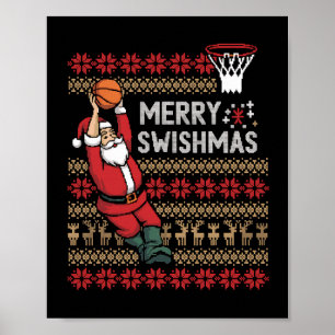 Merry Swishmas Basketball Ugly jul Julafton Manar Poster