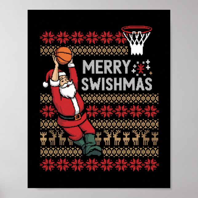 Merry Swishmas Basketball Ugly jul Julafton Manar Poster (Framsidan)