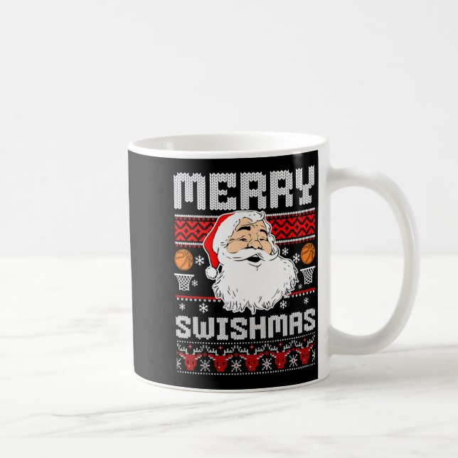 Merry Swishmas Basketball Xmas Ugly Christmas Men  Kaffemugg (Höger)