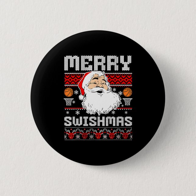 Merry Swishmas Basketball Xmas Ugly Christmas Men  Knapp (Framsida)