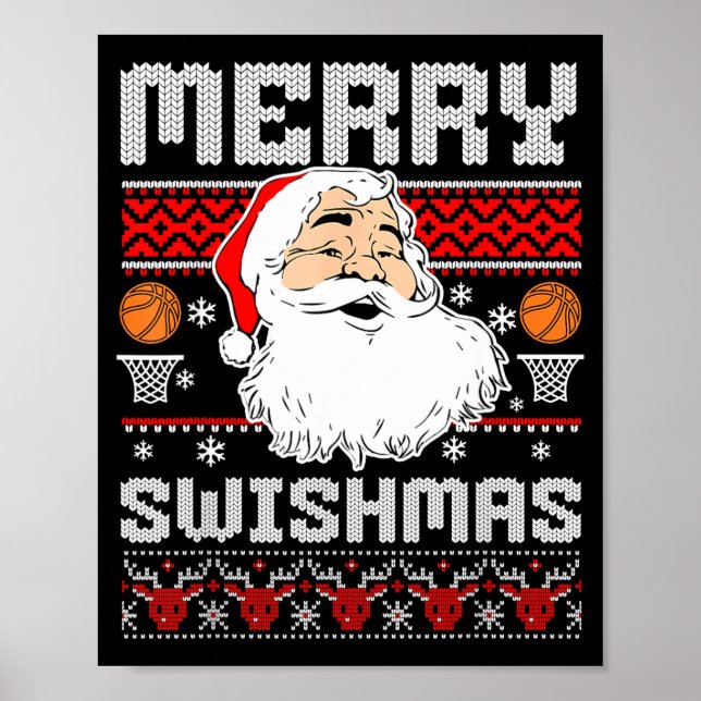 Merry Swishmas Basketball Xmas Ugly Christmas Men  Poster (Framsidan)