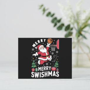 Merry Swishmas jultomten spelar basketboll Helg Vykort