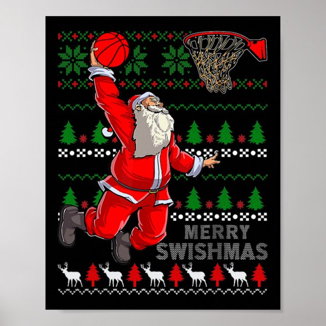 Merry Swishmas Santa Bysketbyll Byll Ugly Christma Poster (Framsidan)
