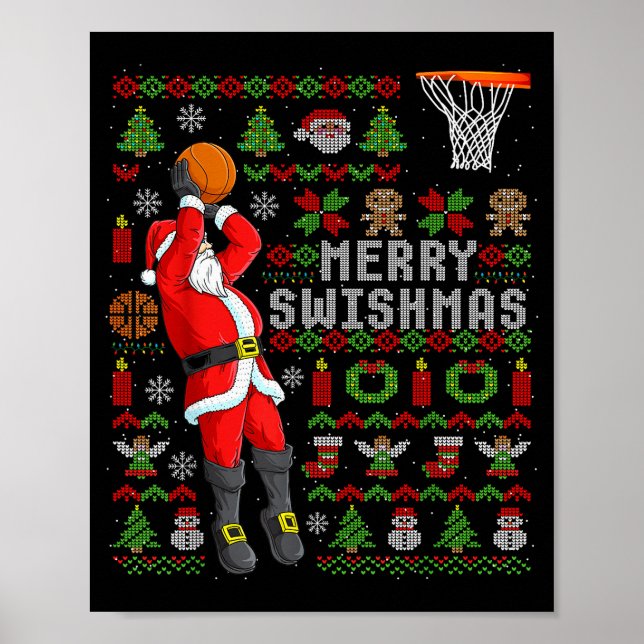 Merry Swishmas Ugly Christmas Basketball Christmas Poster (Framsidan)