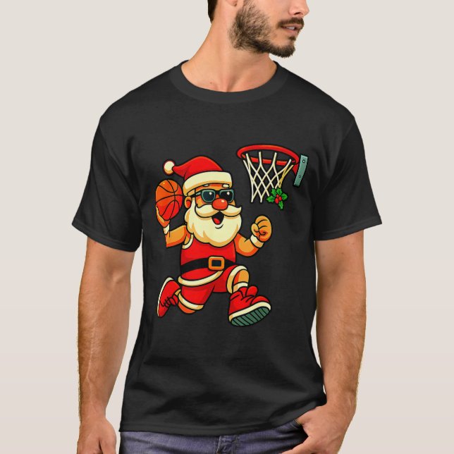 Merry Swishmas Ugly Christmas Sweater Basketball C T Shirt (Framsida)